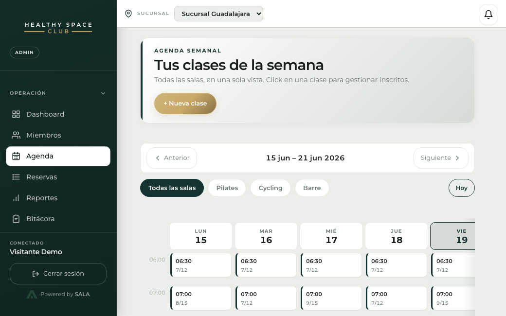 Agenda y reservas en SALA